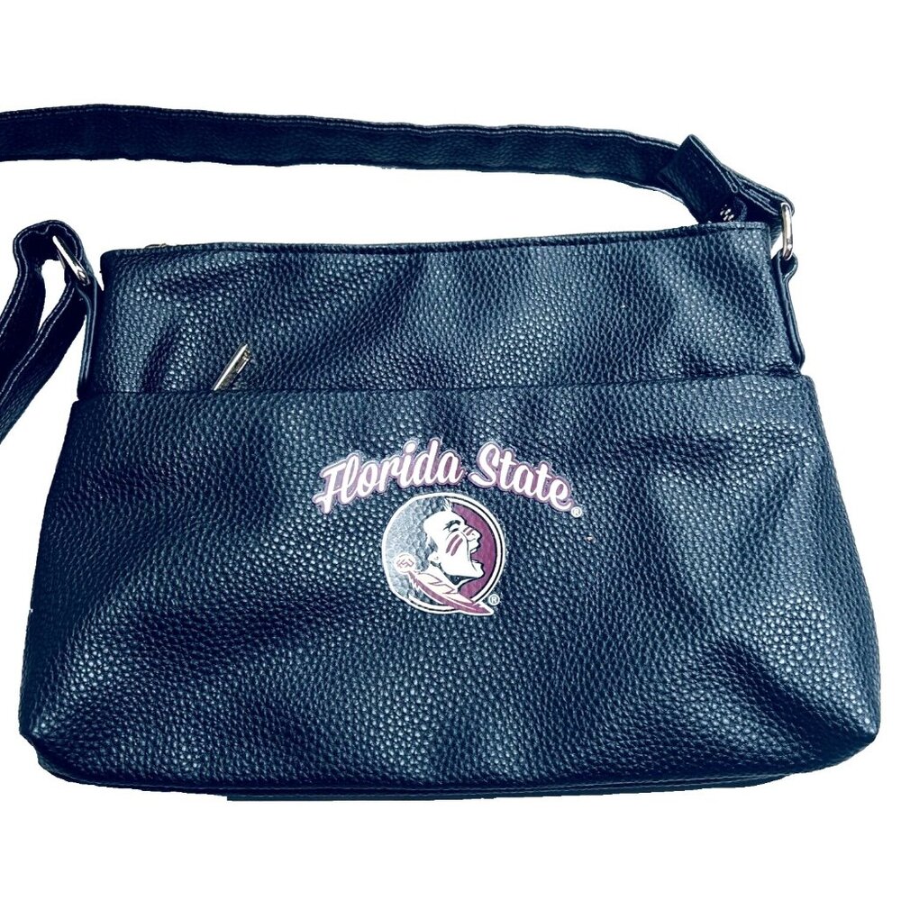 NEW FSU Cross Body Bag Shoulder Tote Black 10"x8" Football Seminoles